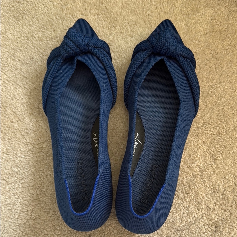 Rothy's Blue Flats with Elegant Knot Design